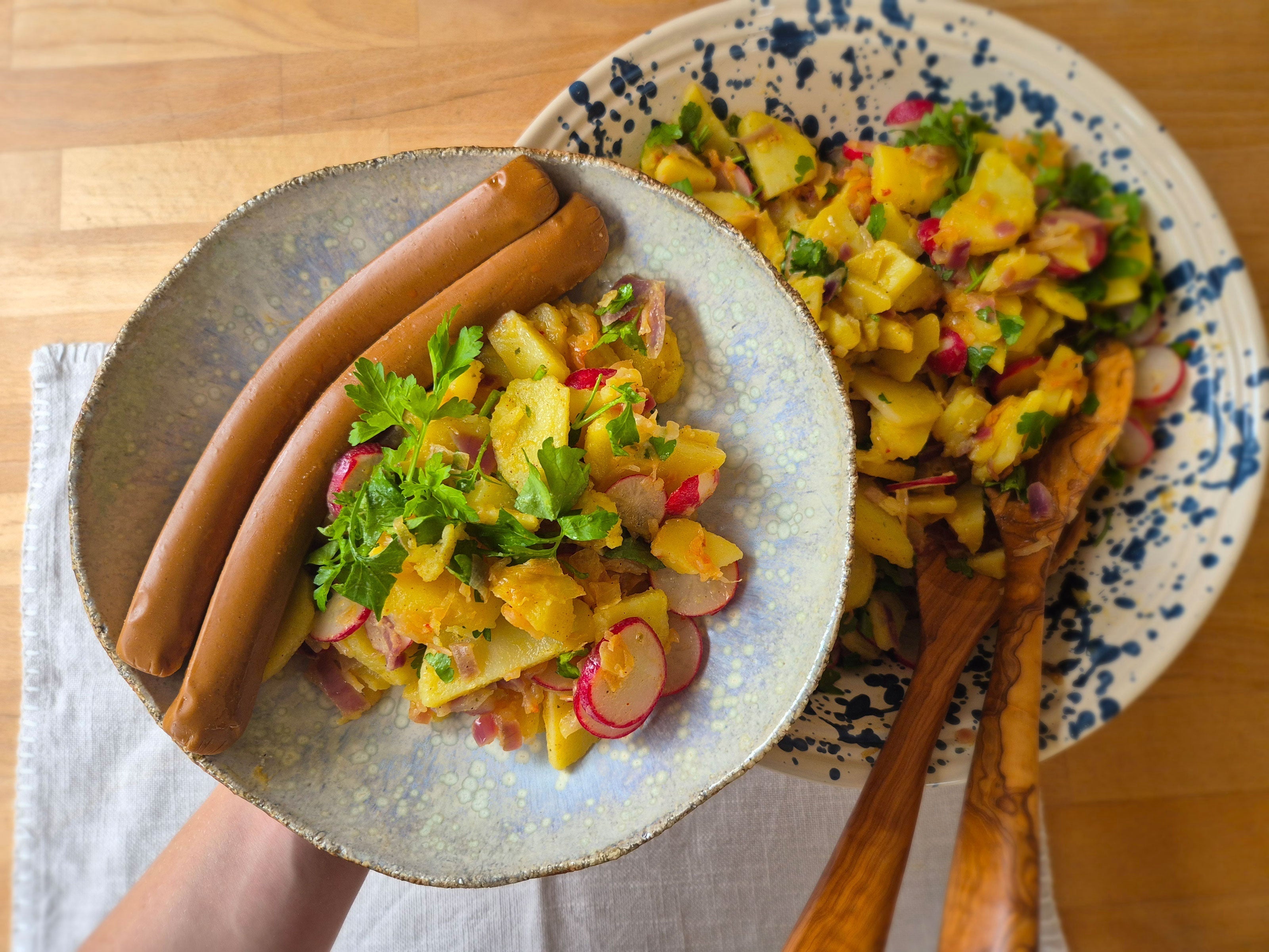 Kartoffel-Kraut-Salat mit Tofiner