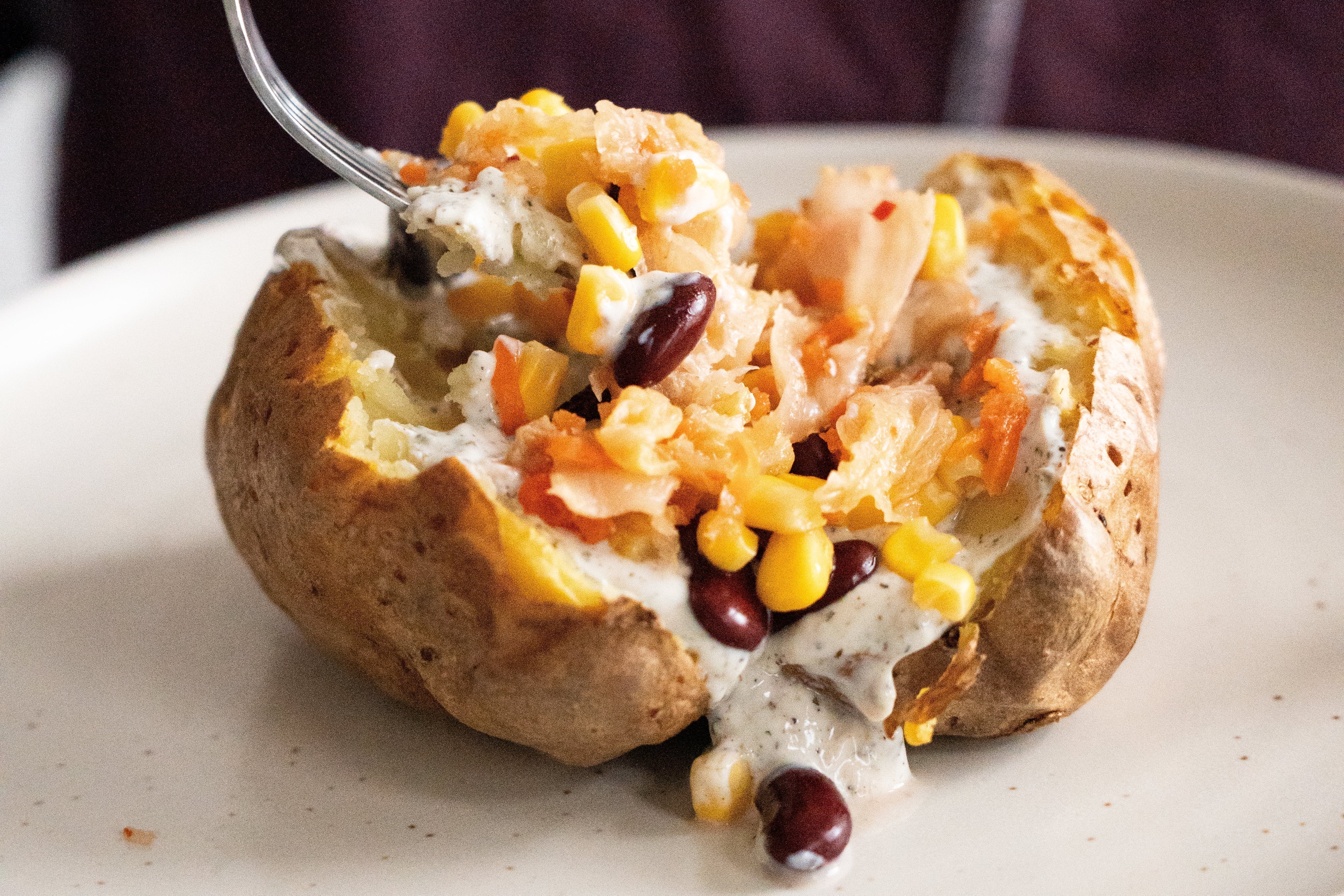 Gefüllte Kartoffel mit Kimchi vegan