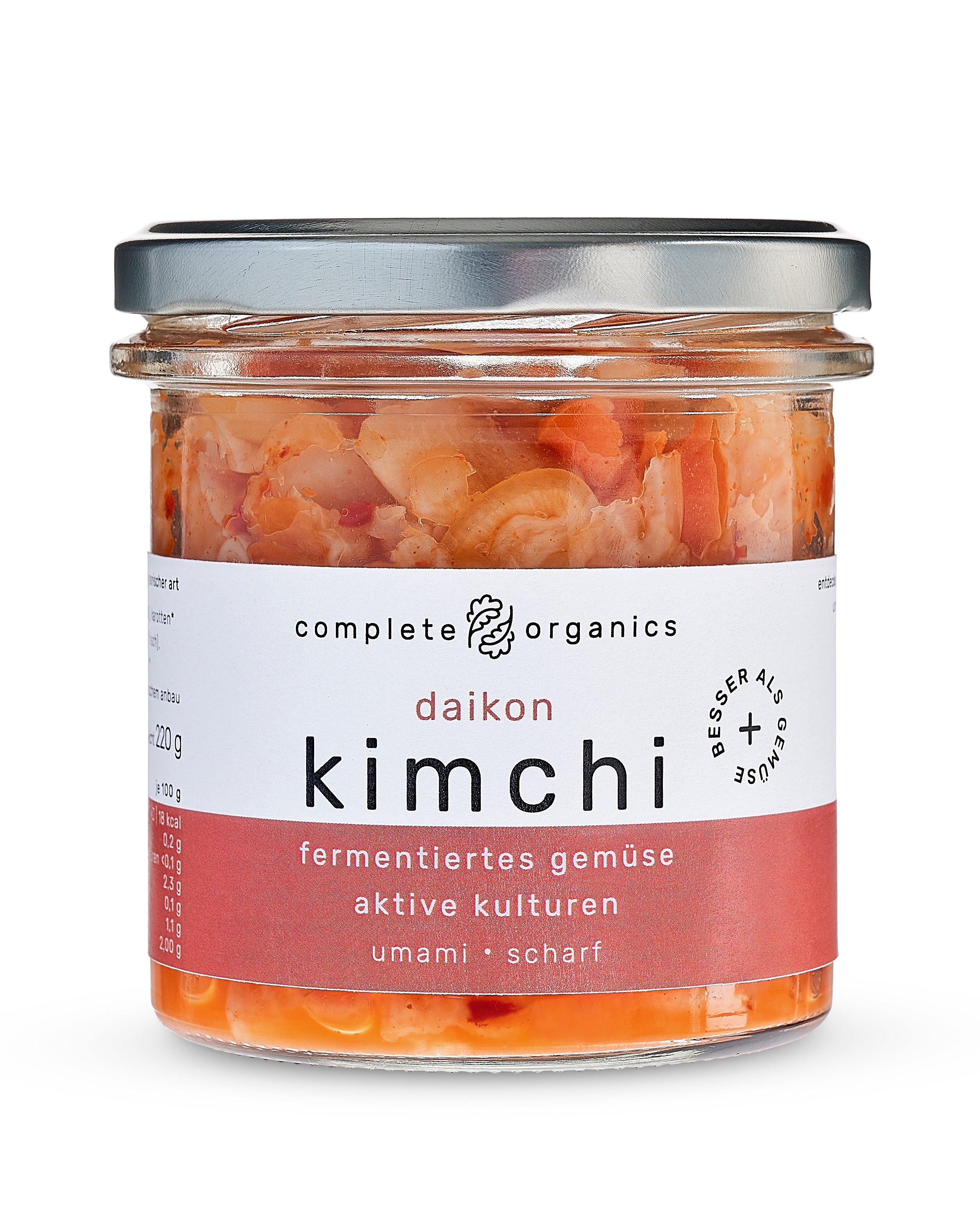 Fermentiertes Daikon Kimchi im Glas