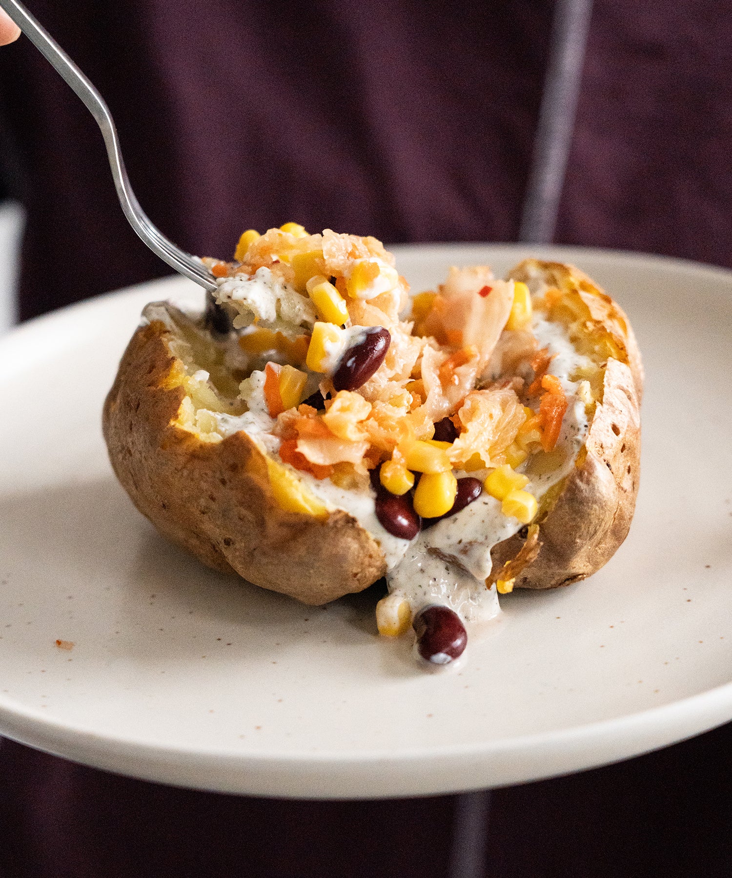 Gefüllte Kartoffel mit Kimchi